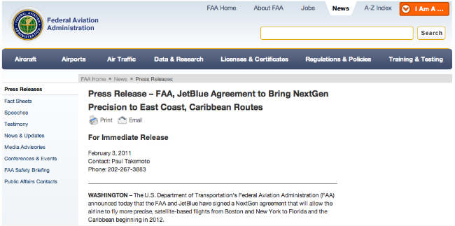 FAA Press Release